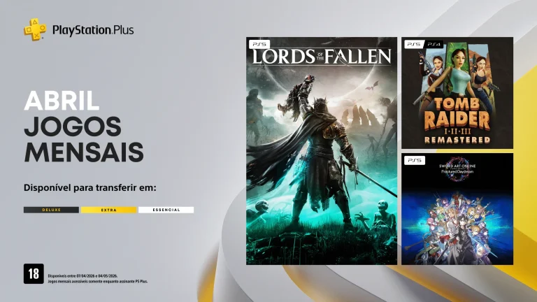 Jogos de abril no PS Plus: Lords of the Fallen, Tomb Raider I-III e Sword Art Online