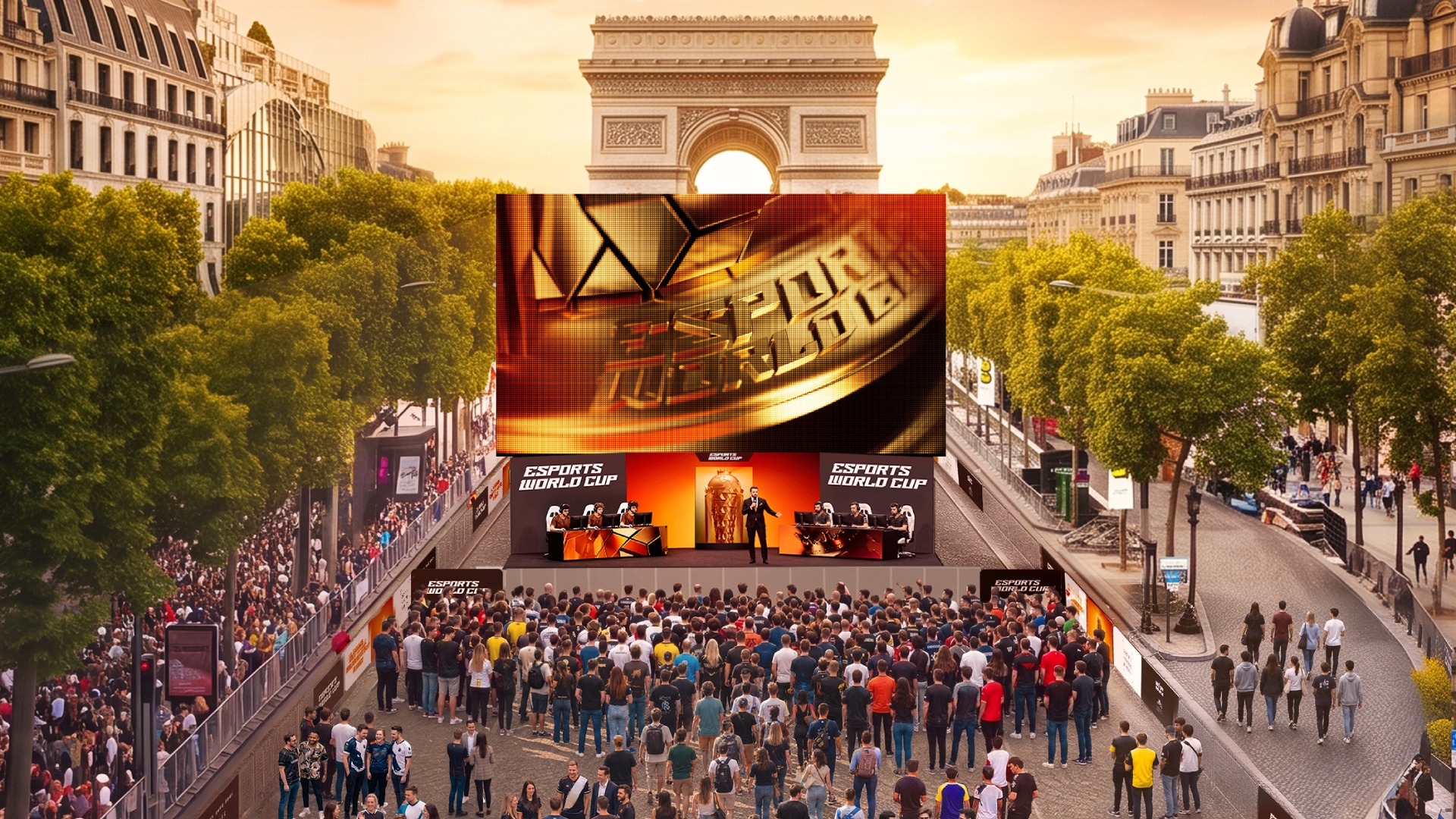 Festival gratuito de esports na Champs-Élysées durante a Esports World Cup 2026