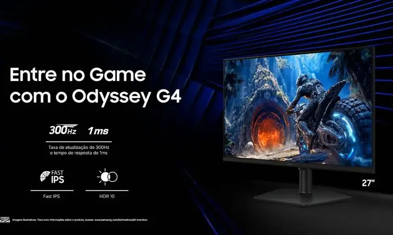 Samsung Odyssey G4: Monitor de 300Hz chega ao Brasil por R$ 1.799