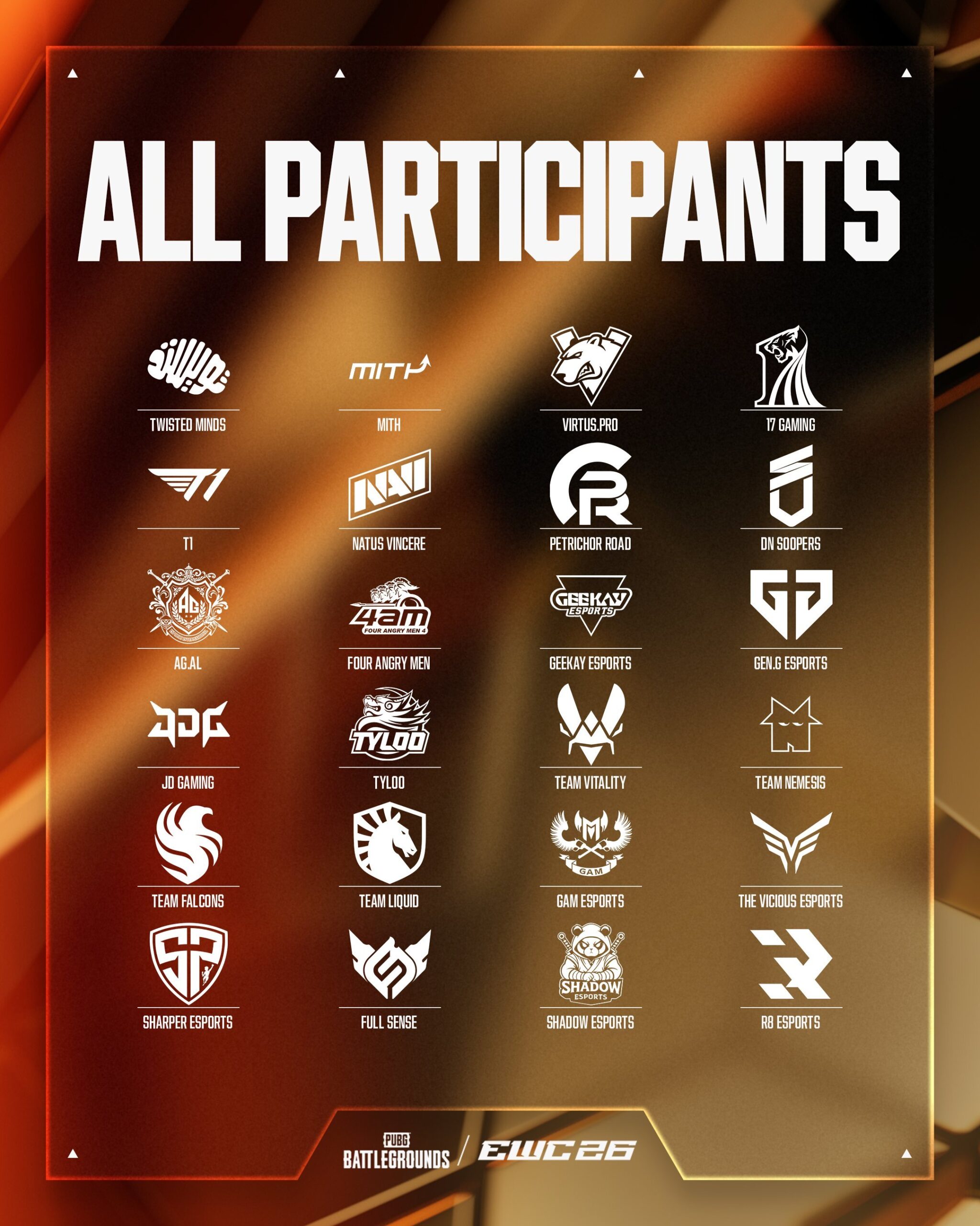 Copa do Mundo de Esports 2026: Grupos e times de PUBG: Battlegrounds 1 Copa do Mundo de Esports 2026: Grupos e times de PUBG: Battlegrounds