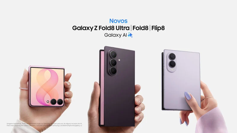 Samsung lança Galaxy Z Fold8 Ultra, Fold8 e Flip8 com novas tecnologias e designs