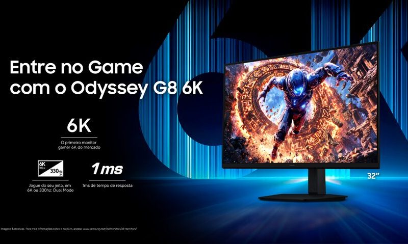 Samsung apresenta monitores Odyssey G8 6K e OLED G8 no Brasil com preços revelados