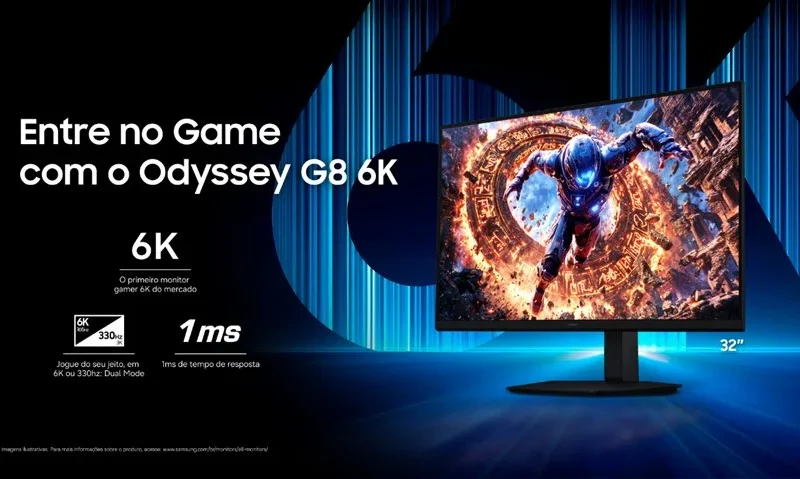 Samsung apresenta monitores Odyssey G8 6K e OLED G8 no Brasil com preços revelados
