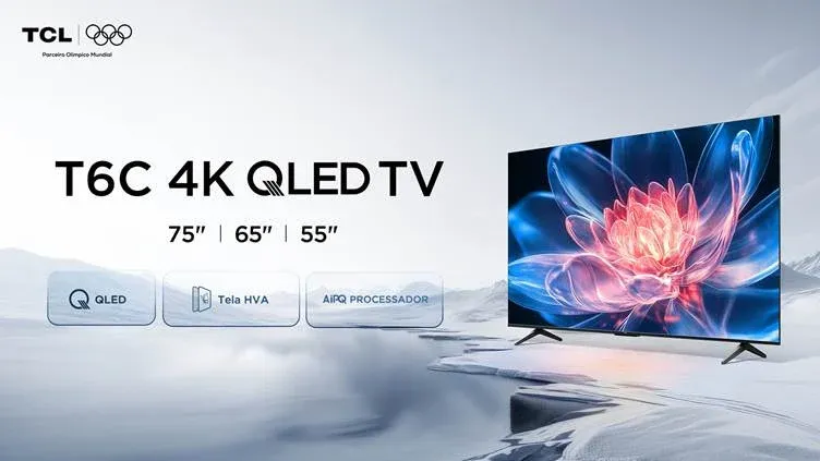 TCL T6C é lançada no Brasil com painel QLED e recursos avançados para games