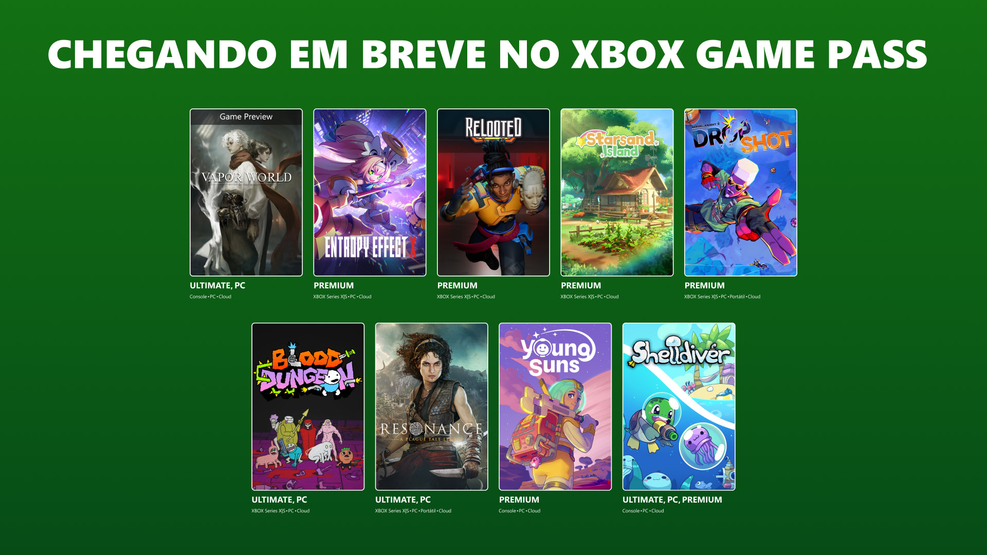 Novos títulos no Xbox Game Pass: Resonance, Vapor World e mais em agosto