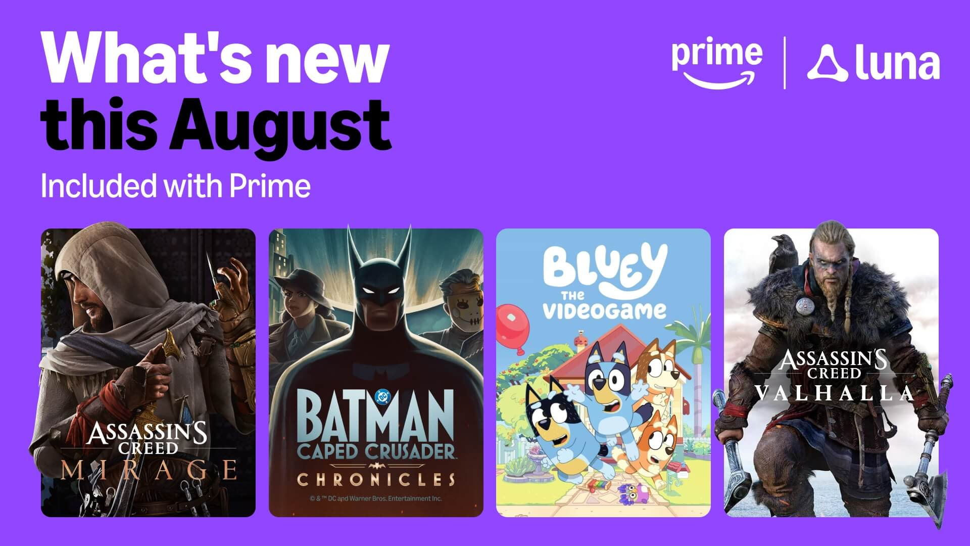 Amazon Luna adiciona Assassin’s Creed Valhalla, Mirage e mais em agosto