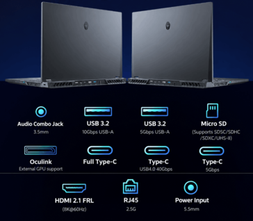 Thunderobot lança AI Master M7000 com Ryzen AI Max+ 395, 64 GB de RAM e tela 2,5K a 165 Hz Portas e opções de conectividade do Thunderobot AI Master M7000 (tradução automática)