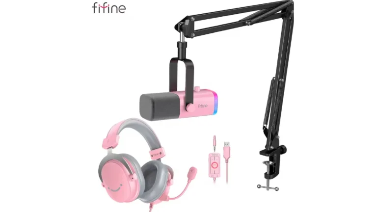 Kit streamer FIFINE reúne microfone AM8, suporte e headset H9P com desconto no AliExpress