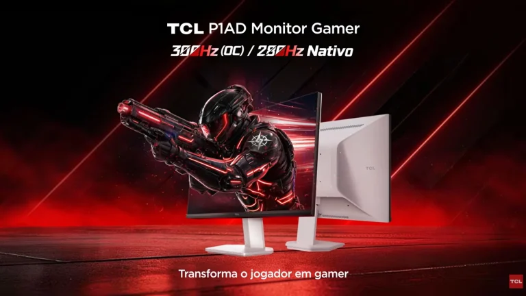 TCL Lança Monitor P1AD com Taxa de Atualização de 280Hz e Recursos para FPS no Brasil