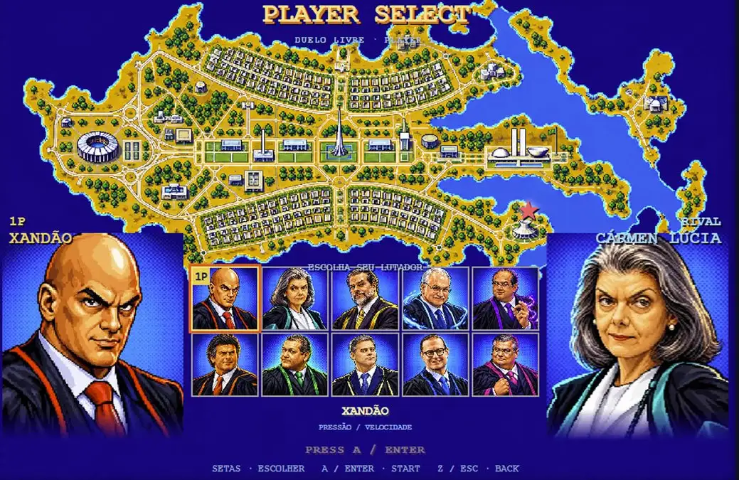 Criaram um “Street Fighter do STF” e sim, você pode colocar os ministros para sair no soco