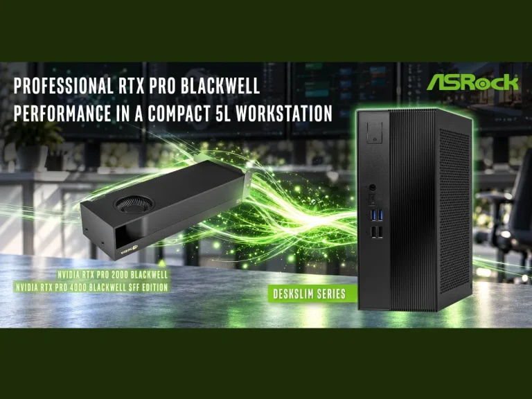 Estação de trabalho compacta ASRock DeskSlim com suporte à GPU RTX PRO Blackwell