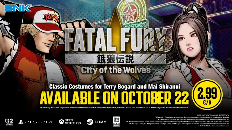 Trajes Clássicos de Mai e Terry Chegam a FATAL FURY: City of the Wolves em Outubro