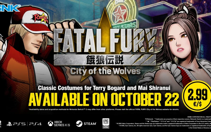 Trajes Clássicos de Mai e Terry Chegam a FATAL FURY: City of the Wolves em Outubro