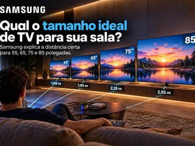 Qual o tamanho ideal de TV para sua sala? Samsung explica a distância certa para 55, 65, 75 e 85 polegadas