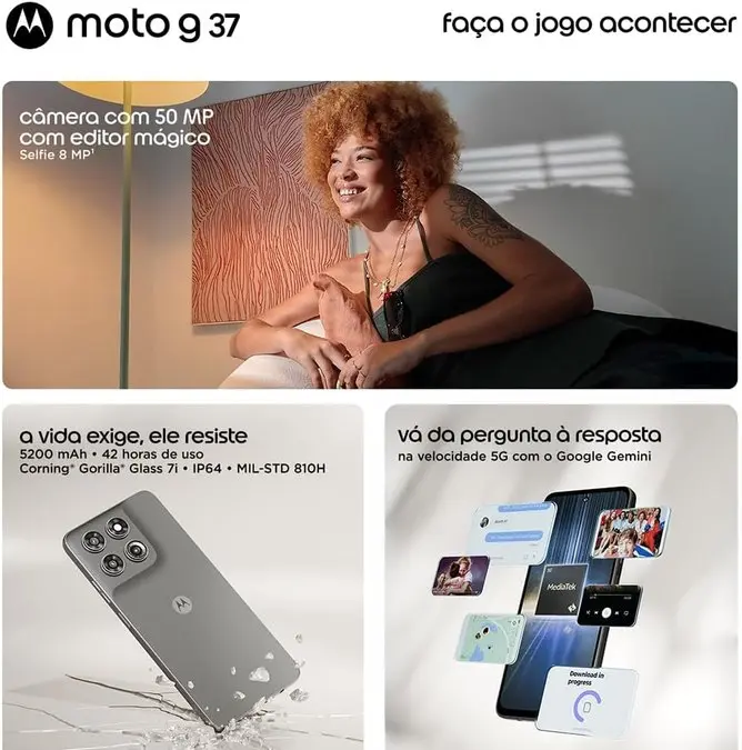 Motorola lança moto g37 com câmera de 50 MP, IA e bateria para até 43 horas
