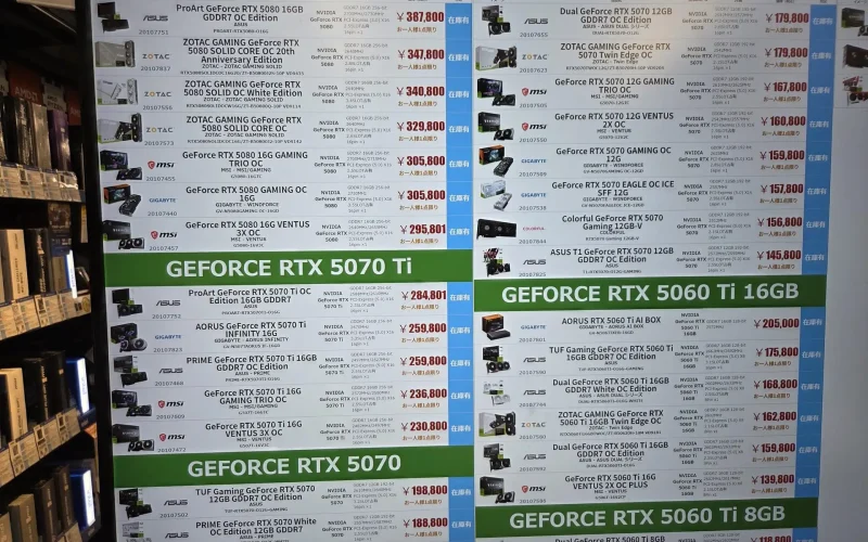 Preços da NVIDIA RTX 5060 Ti disparam no Japão devido à escassez e especulação