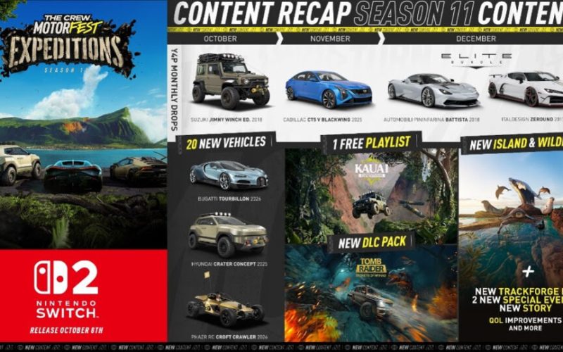 The Crew Motorfest ganha temporada especial no Switch 2 com colaboração inédita com Tomb Raider