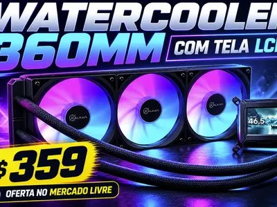 Water cooler de 360 mm com tela LCD cai para R$ 359 no Mercado Livre